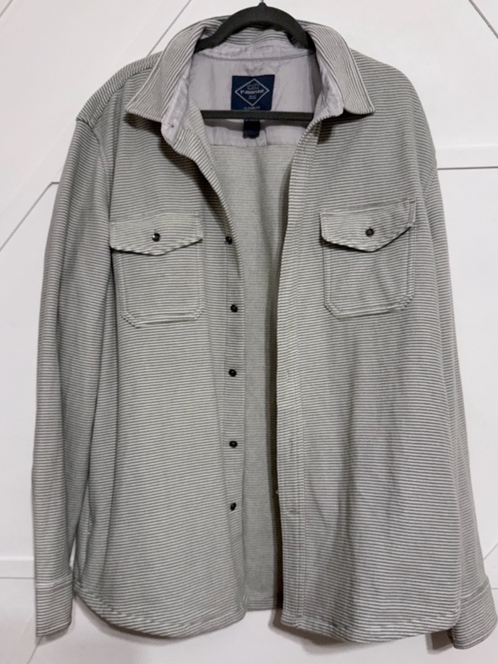 St. John's Bay Men's Light Gray Striped Shirt Jacket
